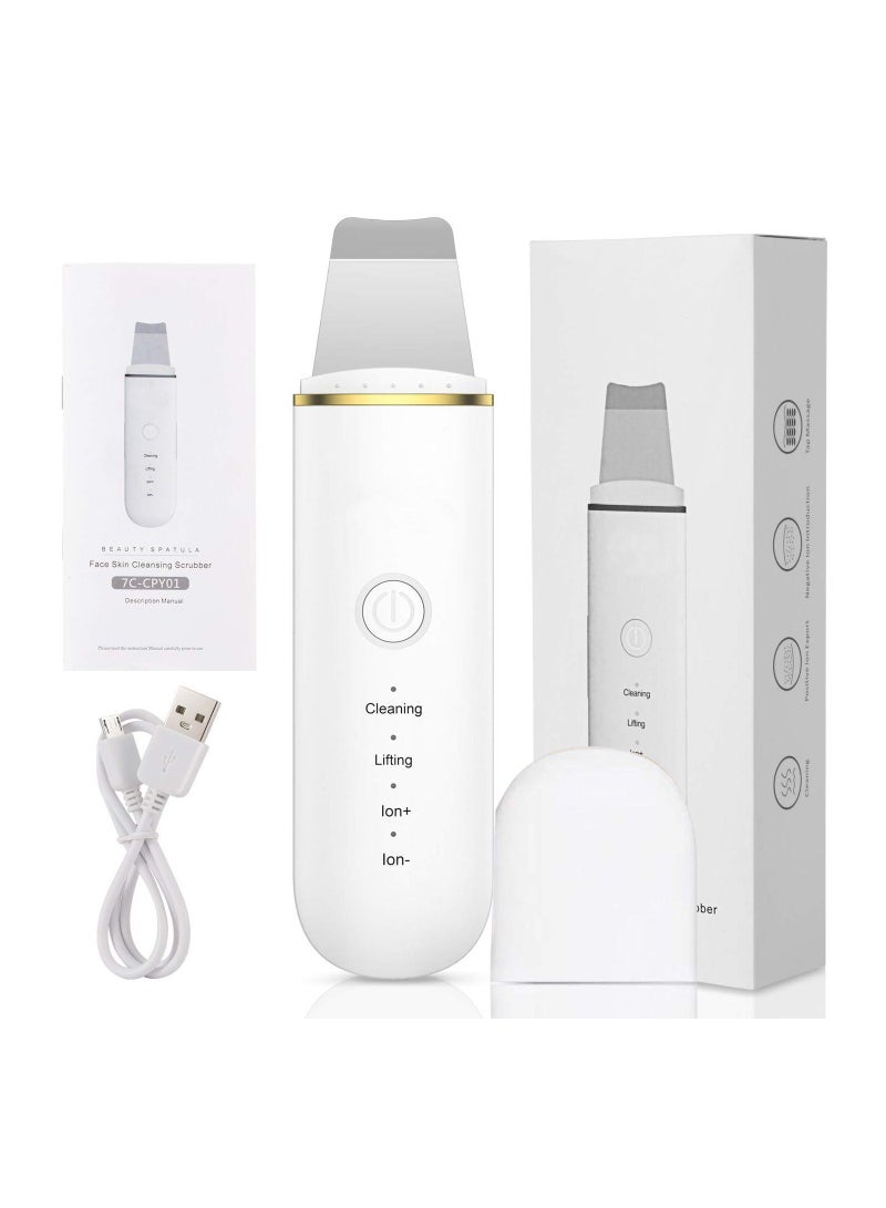 Ultrasonic Blackheads Remover Tool Skin Scrubber Vibration Face Spatula Blackhead Remover Vacuum Pore Cleaner Facial Scrubber Shovel Peeling Facial Lifting (White) - Image 1