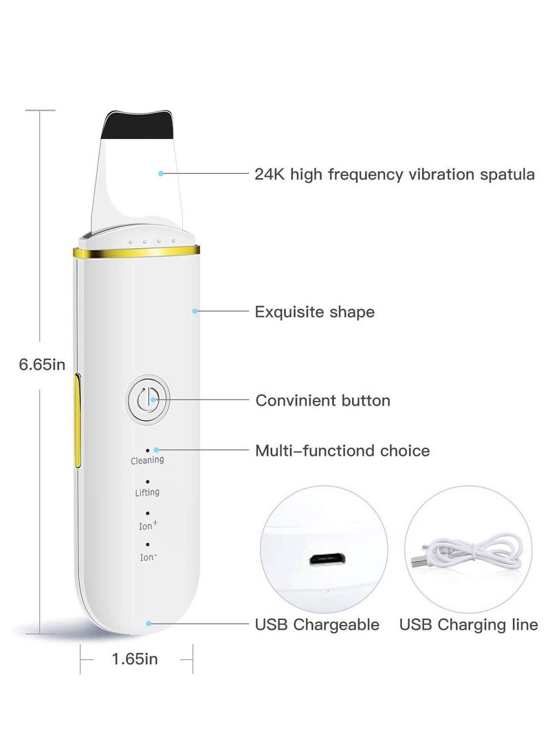 Ultrasonic Blackheads Remover Tool Skin Scrubber Vibration Face Spatula Blackhead Remover Vacuum Pore Cleaner Facial Scrubber Shovel Peeling Facial Lifting (White) - Image 4