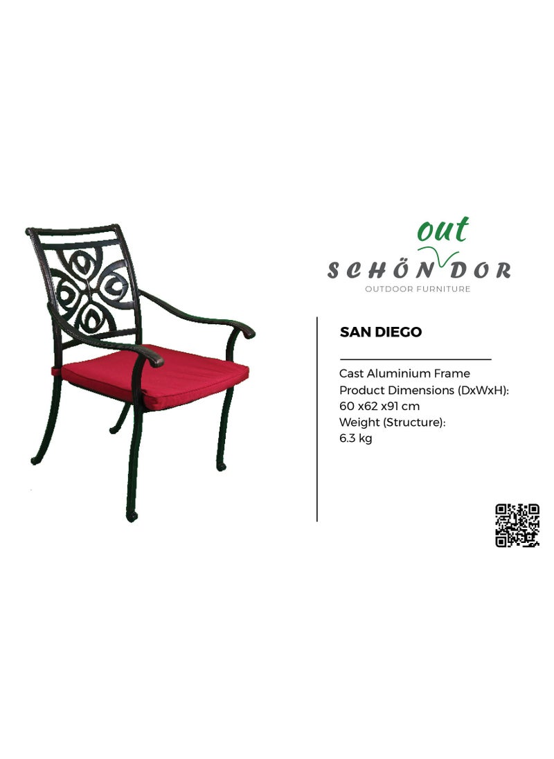 Schondor Furniture San Diego | Arm Chair | Outdoor Furniture | Made in Aluminum Cast | Patio | Garden | Backyard | Restaurants  - Image 3