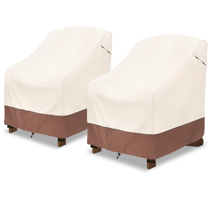 okcool Patio Adirondack Chair Cover 2 PackWaterproof Heavy Duty Outdoor Chair CoversPatio Adirondack Chair Cover for Outdoor Chair35 W x 37 D x 36 H inchesBeige Brown - Image 2