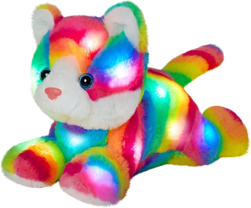 Glow Guards Light up Rainbow Cat Stuffed Animal Soft Kitty Plush Toy with LED Night Light Christmas Childrens Day Birthday Gifts for Toddlers Kids Boys and Girls Children 13 - Image 3