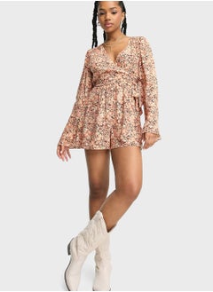 Miss Selfridge V-Neck Printed Playsuit  - Image 1