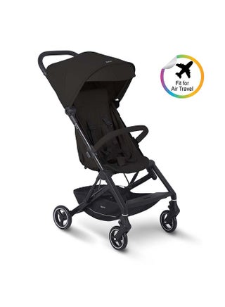 Nurtur Pixel Baby/Kids Travel Cabin Stroller, Aluminium Alloy, leatherette details, 0 36 months, Storage Basket, Detachable Bumper, 5 Point Safety Harness, Compact Foldable Design, Black