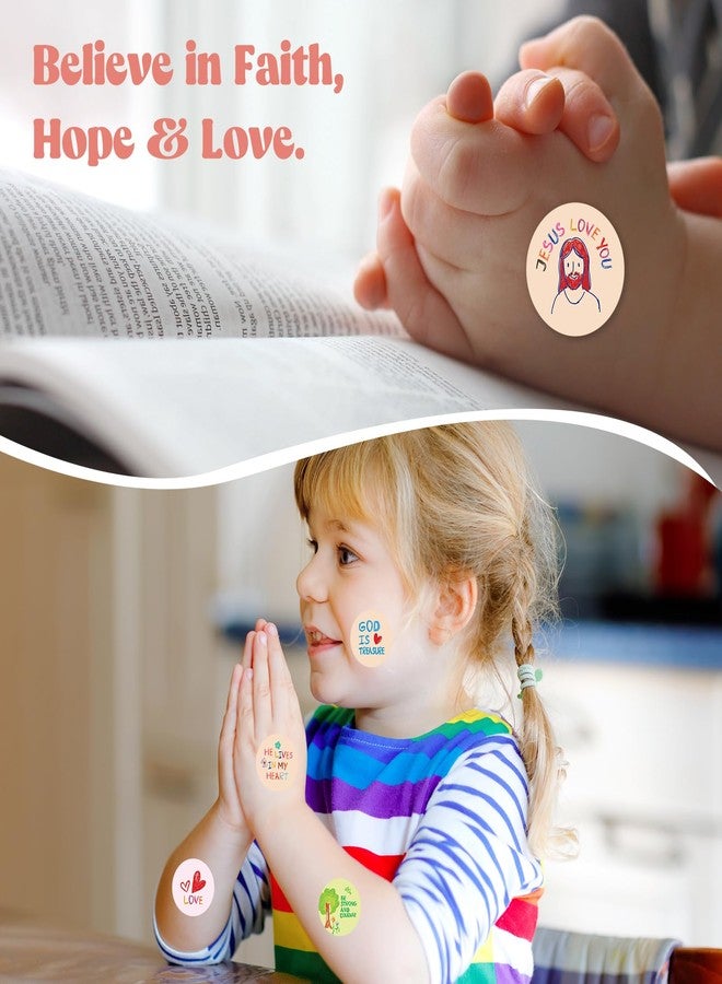 WSICSE 600 Pcs Christian Bible Stickers for Kids, 24 Styles Jesus Faith Scripture Stickers for Art Crafts Sunday School Supplies and Christian Party, 1.5 Inch - Image 4