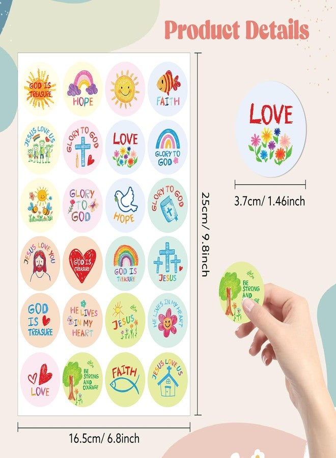 WSICSE 600 Pcs Christian Bible Stickers for Kids, 24 Styles Jesus Faith Scripture Stickers for Art Crafts Sunday School Supplies and Christian Party, 1.5 Inch - Image 2