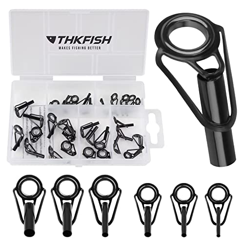 THKFISH Rod Tip Repair Kit, Fishing Stainless Steel Ceramic Ring Guide Repair Replacement 6Sizes 30pcs Big Style - Image 1