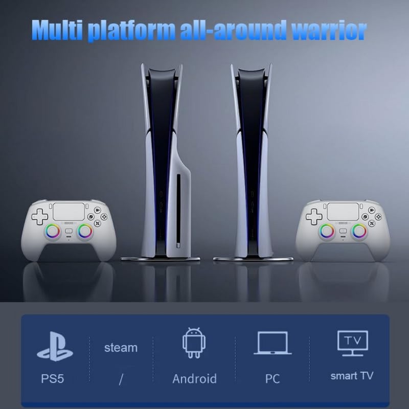 Wireless Bluetooth/Wired Controller for PS5 Controlles, VIdeogames Controller Compatible with Playstation 5, Android, PC, Smart TV, with Hall Joysticks, RGB Lighting, Microphone, Touch Pad, Macro Pro - Image 3