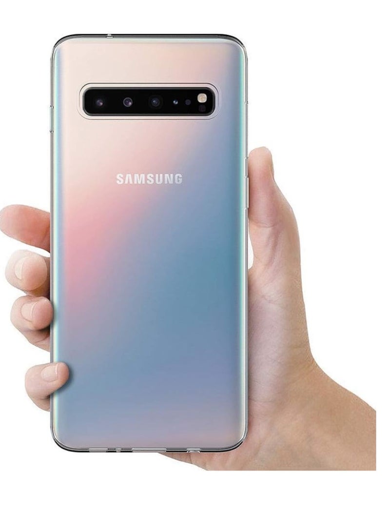 جراب Samsung Galaxy S10 5G شفاف - جل سيليكون مرن من مادة TPU - نحيف للغاية - حماية نحيفة - متوافق مع الشحن اللاسلكي - غطاء هاتف مقاوم للصدمات - شفاف