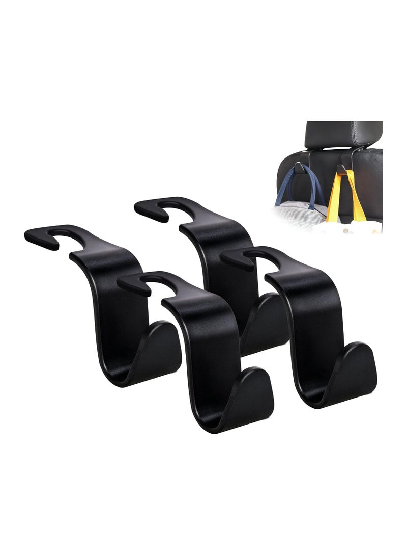 Car Seat Headrest Hook 4 Pack Hanger Storage Organizer Universal for Handbag Purse Coat fit Universal Vehicle Car Black S Type - Image 1