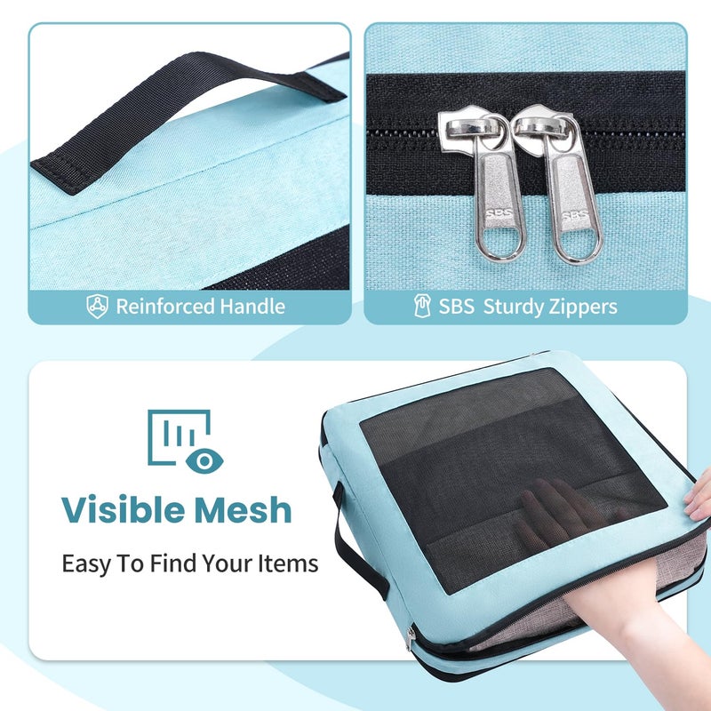 Prezon Compression Packing Cubes for Travel, Lightweight Vacation Travel Essentials, Travel Accessories for Suitcase Organizer Bags Set, Durable Luggage Organizer, 8 set, squre mesh, mint - Image 5