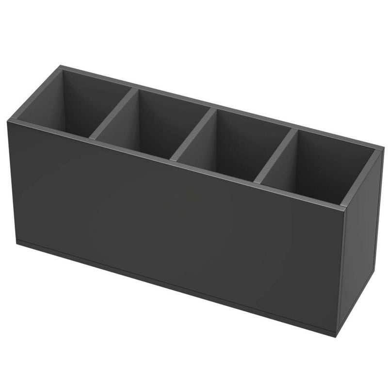 NIUBEE Acrylic Pen Holder 4 Compartments, Black Pencil Organizer Cup for Countertop Desk Accessory Storage (Black) - Image 1