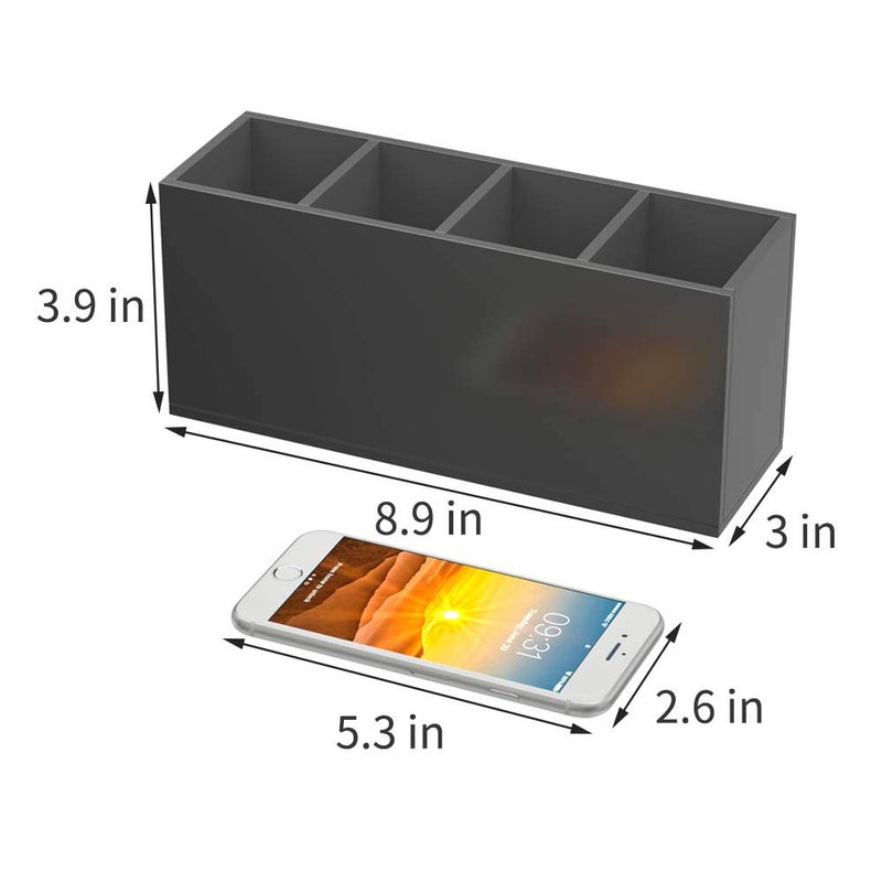 NIUBEE Acrylic Pen Holder 4 Compartments, Black Pencil Organizer Cup for Countertop Desk Accessory Storage (Black) - Image 3