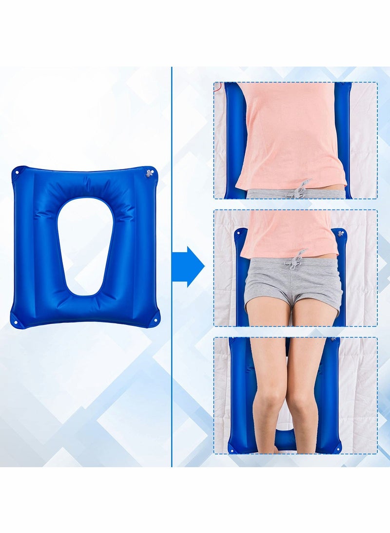 شو وو Inflatable Square Cushion Breathable Comfort Air Seat and Inflator for Sitting Toilet Office School Chair Wheelchair Chair, Postpartum Relieve Pressure, Blue - Image 4