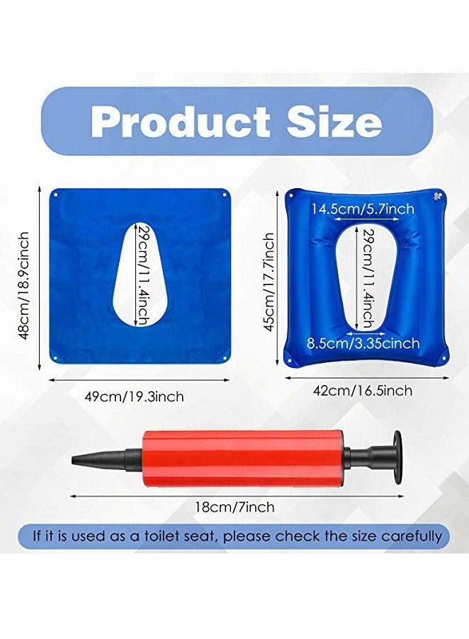 شو وو Inflatable Square Cushion Breathable Comfort Air Seat and Inflator for Sitting Toilet Office School Chair Wheelchair Chair, Postpartum Relieve Pressure, Blue - Image 2