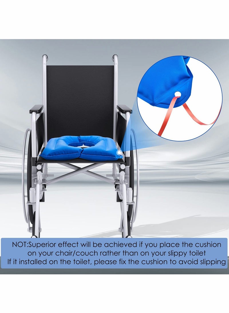 شو وو Inflatable Square Cushion Breathable Comfort Air Seat and Inflator for Sitting Toilet Office School Chair Wheelchair Chair, Postpartum Relieve Pressure, Blue - Image 3