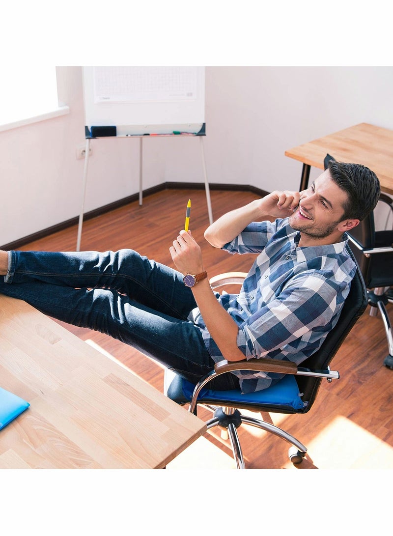 شو وو Inflatable Square Cushion Breathable Comfort Air Seat and Inflator for Sitting Toilet Office School Chair Wheelchair Chair, Postpartum Relieve Pressure, Blue - Image 5