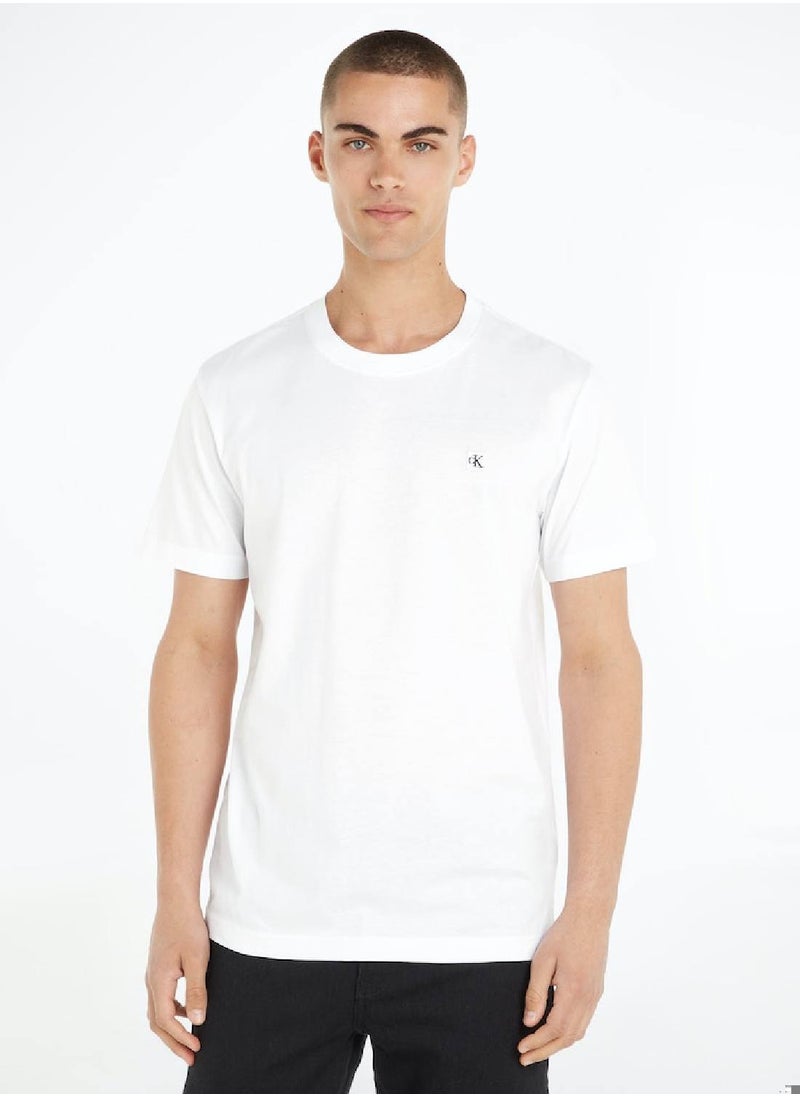 Calvin Klein Jeans Men's Monogram T-Shirt - Cotton jersey, White  - Image 1
