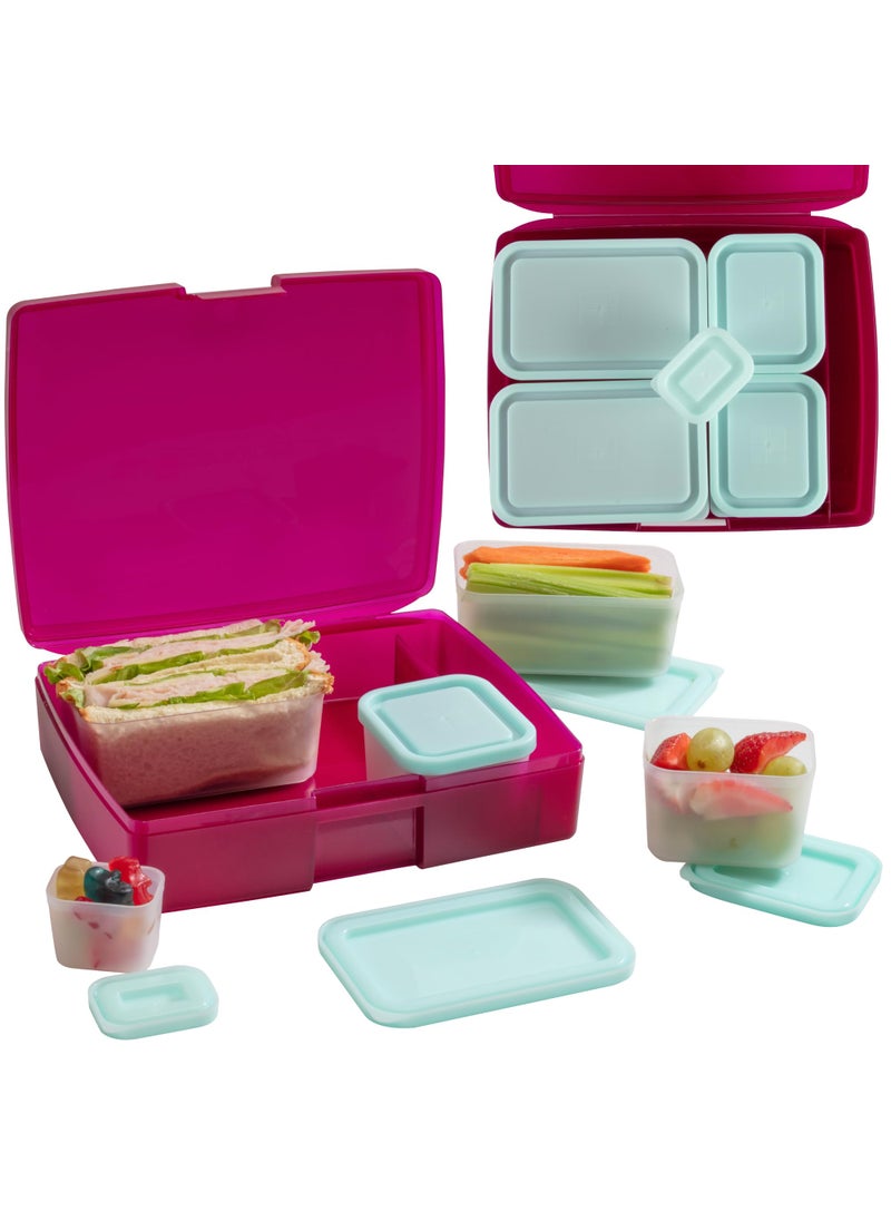 Bentology Bentology Bento Lunch Box Set w 5 Inner Removable Containers Leak Proof Food Prep  Snack Packing Compartments  Stackable Microwave Safe Nesting Containers w Lids Easy to Clean  Store 
