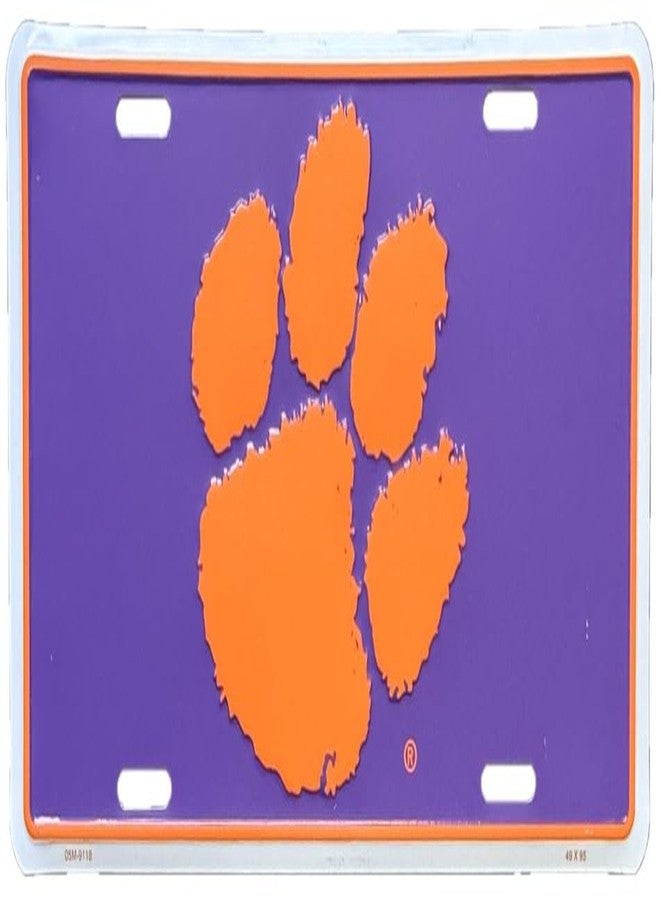 Hangtime Clemson University - Clemson Tigers 6x12 License Plate Orange Paw on Purple - Image 1