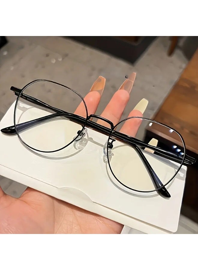 SCENT HOUSE Women's Blue Light Glasses - Non-Round/Oval Full-Rim Eyewear with Silver Frames, Face-Enhancing Effect & Digital Screen Protection for Computer, Smartphone, TV (Includes Eyeglass Case), Blue Light Blocking Glasses, Eyeglasses. - Image 4