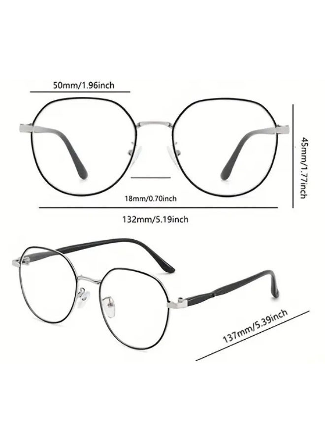 SCENT HOUSE Women's Blue Light Glasses - Non-Round/Oval Full-Rim Eyewear with Silver Frames, Face-Enhancing Effect & Digital Screen Protection for Computer, Smartphone, TV (Includes Eyeglass Case), Blue Light Blocking Glasses, Eyeglasses. - Image 2