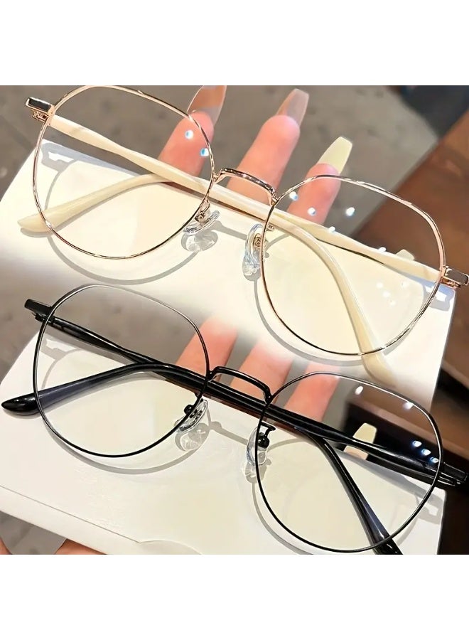 SCENT HOUSE Women's Blue Light Glasses - Non-Round/Oval Full-Rim Eyewear with Silver Frames, Face-Enhancing Effect & Digital Screen Protection for Computer, Smartphone, TV (Includes Eyeglass Case), Blue Light Blocking Glasses, Eyeglasses. - Image 3