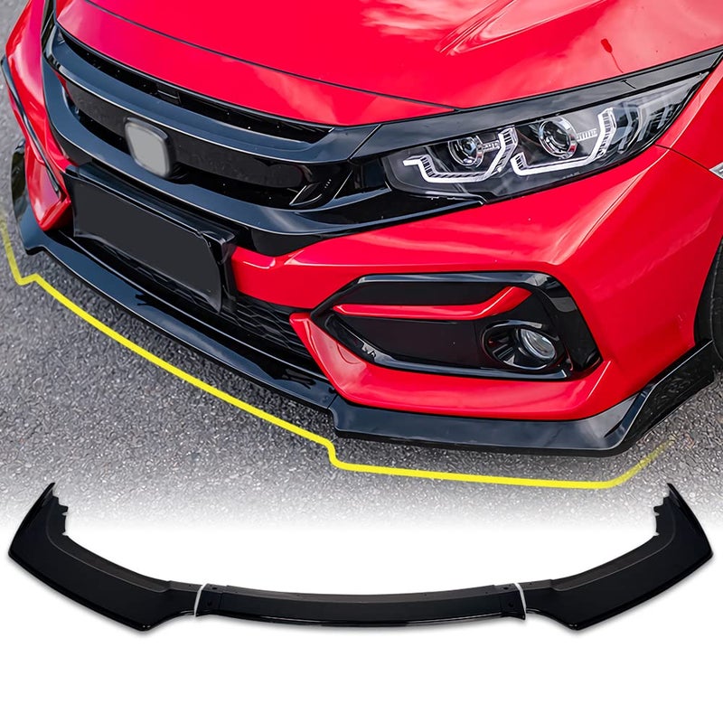 Archaic Front Lip Spoiler for Honda Civic 20172021 Bumper Lip Chin Spoiler for Civic Hatchback FK7 Sedan SICoupe SiFront Splitter Gloss Black