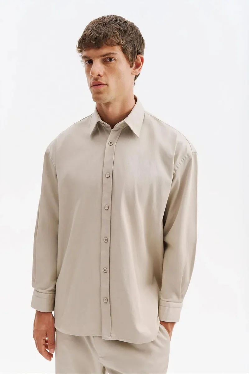 Giesto Beige Natural GIESTO Men's Cotton Lycra Shirt for Men | Best Price UAE