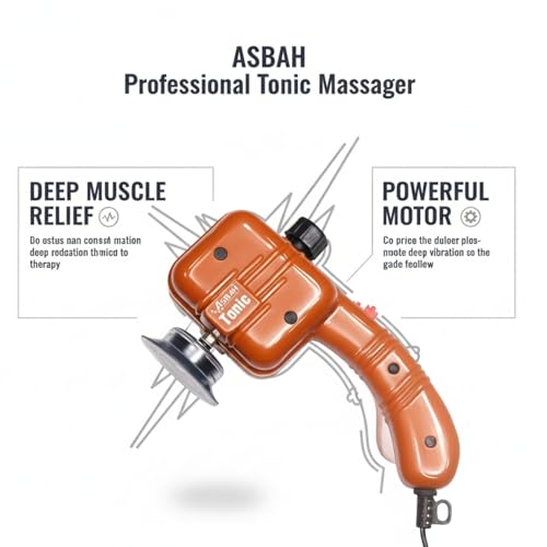 ASBAH Professional Tonic Massager for Full Body Pain Relief|Electric Massager with 5 Interchangeable Massage Heads for Head, Scalp, Neck, Shoulder, Back, Knee & Leg | Portable & Handheld Massager - Image 4