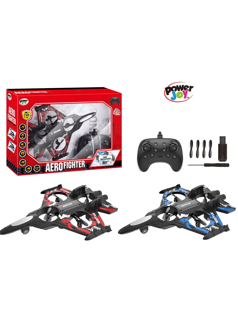 Power Joy Remote Control Aero Fighter Drone 4Channel 2.4G, Assorted 1 Piece (Color May Vary) | Lag Free Performance Over a Range upto 25meters | Supports 360-degrees Rotations | Stunning Acrobatic Stunts & Tricks | Gift for Kids - Image 1