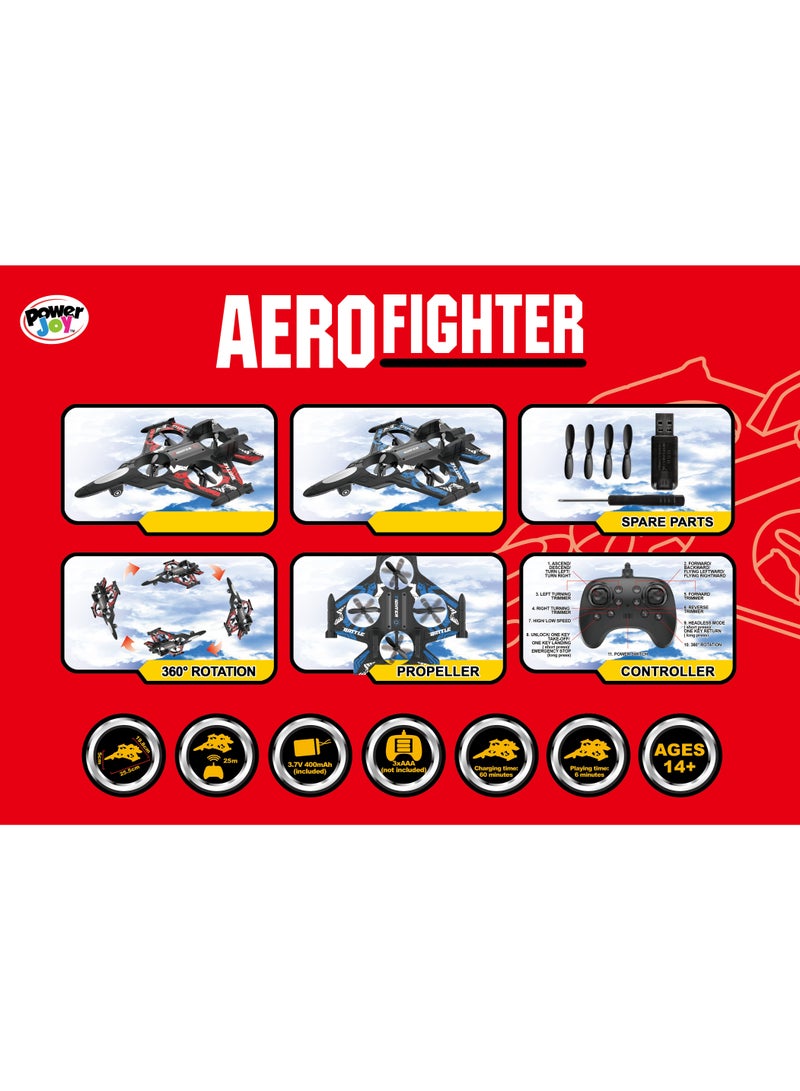 Power Joy Remote Control Aero Fighter Drone 4Channel 2.4G, Assorted 1 Piece (Color May Vary) | Lag Free Performance Over a Range upto 25meters | Supports 360-degrees Rotations | Stunning Acrobatic Stunts & Tricks | Gift for Kids - Image 4