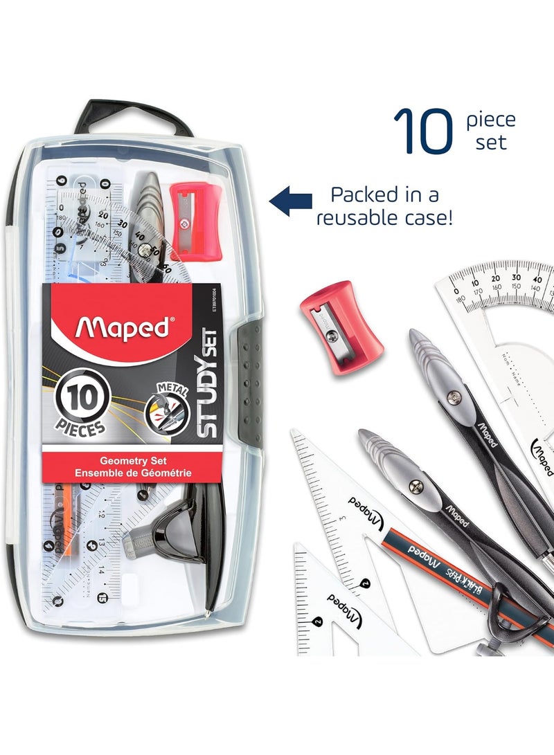 Maped Study Geometry 10 Piece Set - Advanced Student Kit - Precision Tools - Durable & Ergonomic Design - Enhances Creativity - Quality Materials - Image 4