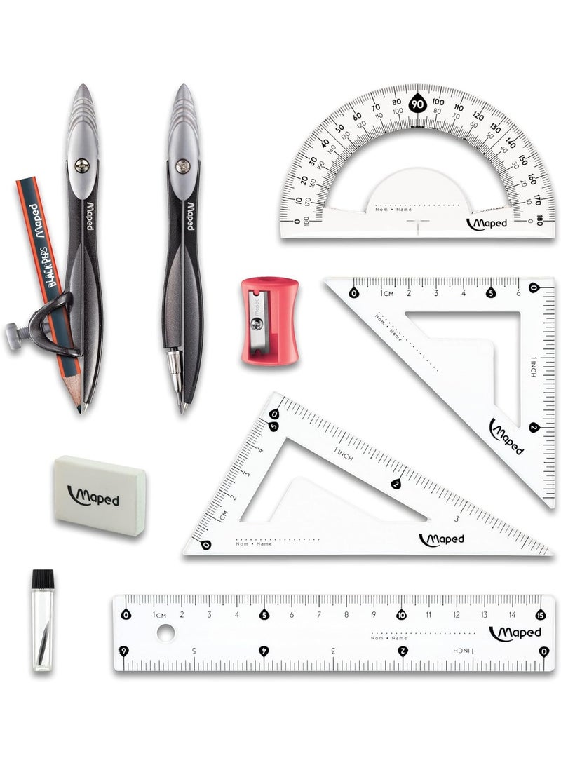 Maped Study Geometry 10 Piece Set - Advanced Student Kit - Precision Tools - Durable & Ergonomic Design - Enhances Creativity - Quality Materials - Image 3