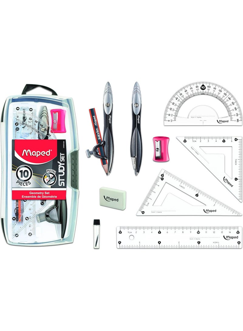 Maped Study Geometry 10 Piece Set - Advanced Student Kit - Precision Tools - Durable & Ergonomic Design - Enhances Creativity - Quality Materials - Image 1