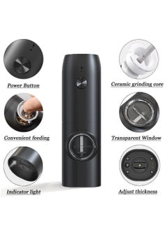 Joyelink Electric Salt and Pepper Mill, Electric Pepper Mill, USB Rechargeable Spice Mill, Electric Salt Mill, Adjustable Coarseness (Black)  - Image 2
