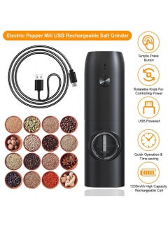 Joyelink Electric Salt and Pepper Mill, Electric Pepper Mill, USB Rechargeable Spice Mill, Electric Salt Mill, Adjustable Coarseness (Black)  - Image 5