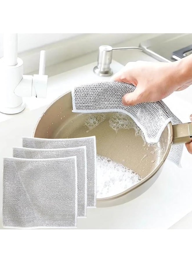 QSHOP 6 Pcs Wire Cloths, Multipurpose Dish Washing Cloth Non Scratch Wet and Dry Use, Non Scratch Cleaning Pads, Steel Wire Dish Towel, Steel Cleaning Tools for Dish Cleaning  - Image 1