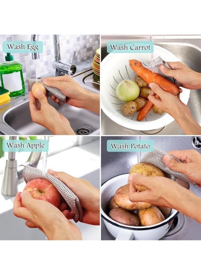 QSHOP 6 Pcs Wire Cloths, Multipurpose Dish Washing Cloth Non Scratch Wet and Dry Use, Non Scratch Cleaning Pads, Steel Wire Dish Towel, Steel Cleaning Tools for Dish Cleaning  - Image 2
