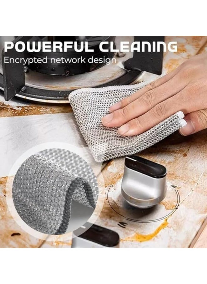 QSHOP 6 Pcs Wire Cloths, Multipurpose Dish Washing Cloth Non Scratch Wet and Dry Use, Non Scratch Cleaning Pads, Steel Wire Dish Towel, Steel Cleaning Tools for Dish Cleaning  - Image 3