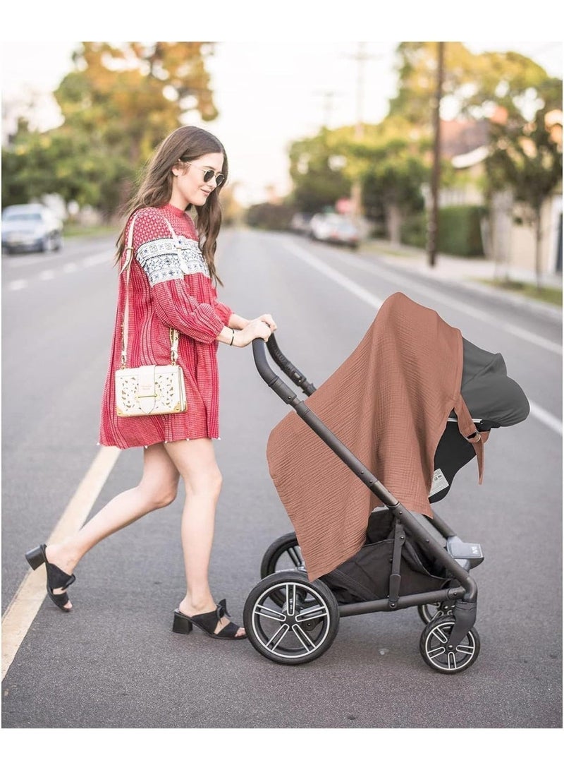 Muslin Nursing Cover for Baby Breastfeeding, Breathable Cotton Breastfeeding Cover with Rigid Hoop, Gentle on Skin, Breathable, 360° Full Coverage, for Mother Nursing Apron, Chestnut - Image 3