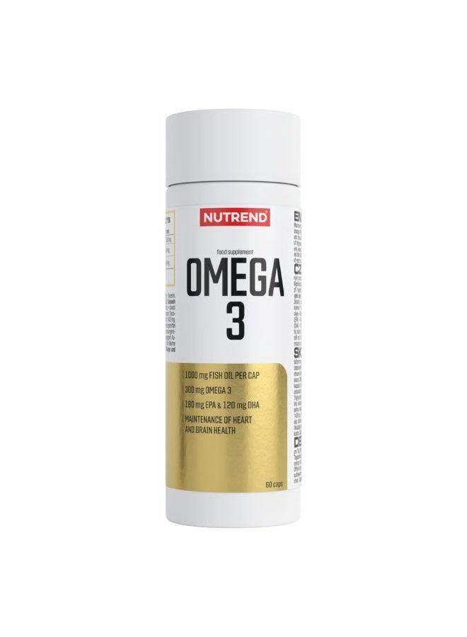 NUTREND Omega 3 Food Supplement 60 Capsules – Fish Oil EPA & DHA for Heart, Brain & Wellness - Image 1