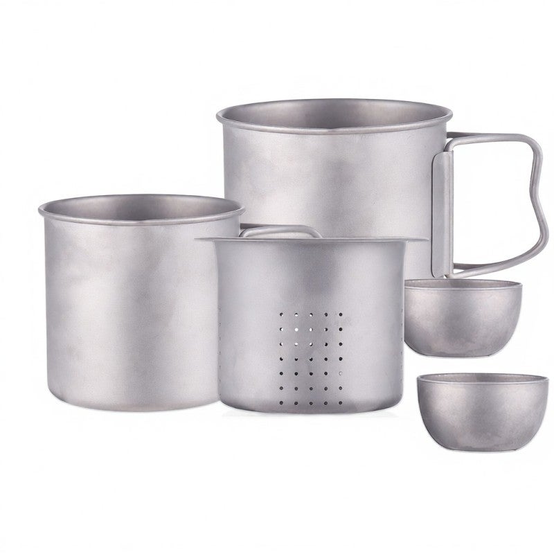 Ti Tea Mug: Lightweight Ti Foldable Handle Heat Retention Lid - Sturdy Construction Easy Clean Tea Filter Travel Mug for Outdoor Camping Travelers - Image 1