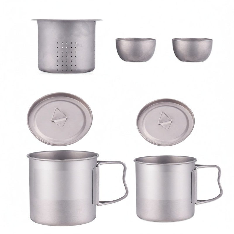 Ti Tea Mug: Lightweight Ti Foldable Handle Heat Retention Lid - Sturdy Construction Easy Clean Tea Filter Travel Mug for Outdoor Camping Travelers - Image 5