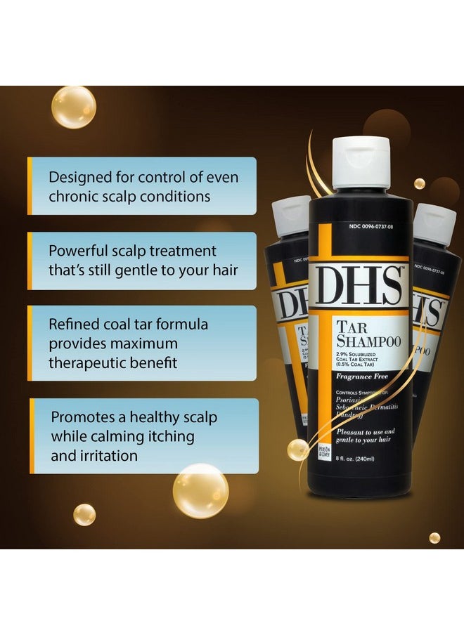 DHS - DHS Person & Covey, Inc Coal Tar Shampoo - Anti Dandruff Shampoo for Men & Women, Psoriasis Shampoo & Dandruff Hair Care for Itchy Scalp, Unscented Seborrheic Dermatitis Shampoo - 8 Fl Oz, Pack of 3 - Image 1