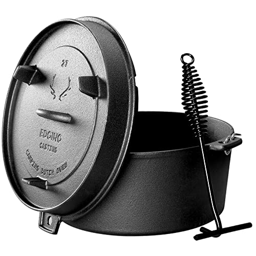 EDGING CASTING Pre-Seasoned Cast Iron Camping Dutch Ovens, Outdoor Camping Dutch Oven Pot with Lid Tripod, 6 Quart - Image 5