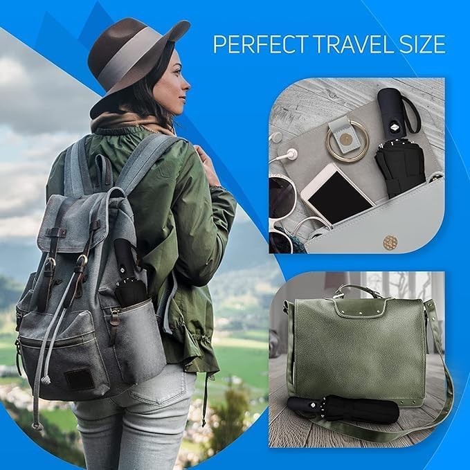 FIgment Windproof Travel Umbrella, Automatic Open Close, Big Size for Men, Women, Kids, UV Protection, Stylish Folding Umbrella, Compact 3 Fold Design, Rain and Sun Umbrella, Lightweight (Black) - Image 3