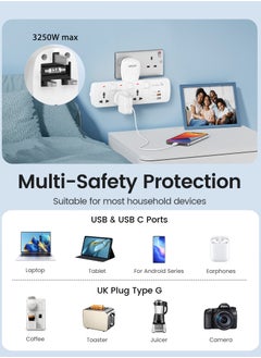 Lencent Electrical Connection, Multi Plug Extension Socket, Triple Plug Outlet Extender, Power Strip, Universal Plug Adapter, PD&QC 3.0 20W USB Charging Station for Home, Office, Kitchen, Separate Switch  - Image 2