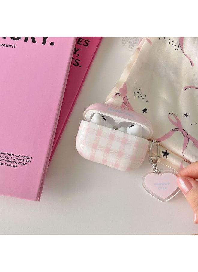 Generic - Simple Powder Pink Suitable Airpods Protective Case Pro2 Niche For Apple3rd Generation Japanese And Korean Wireless Bluetooth Headphone Case-Color:Powder Lattice Earphone Set Love Pendant [one Set]]-Model:airpodspro - Image 1