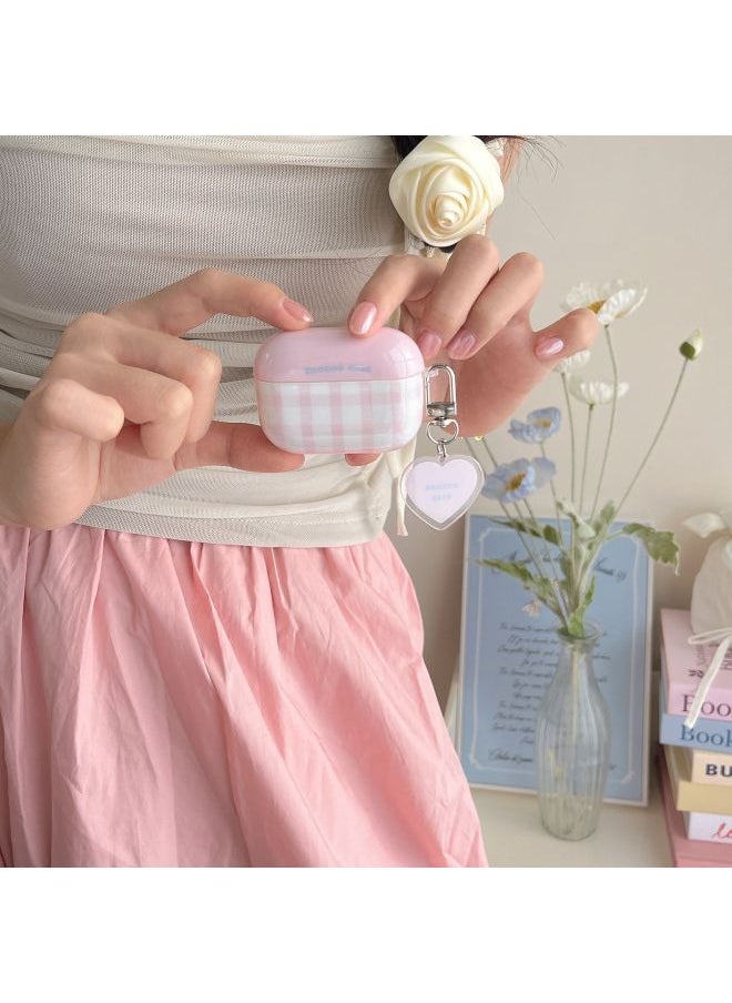 Generic - Simple Powder Pink Suitable Airpods Protective Case Pro2 Niche For Apple3rd Generation Japanese And Korean Wireless Bluetooth Headphone Case-Color:Powder Lattice Earphone Set Love Pendant [one Set]]-Model:airpodspro - Image 1