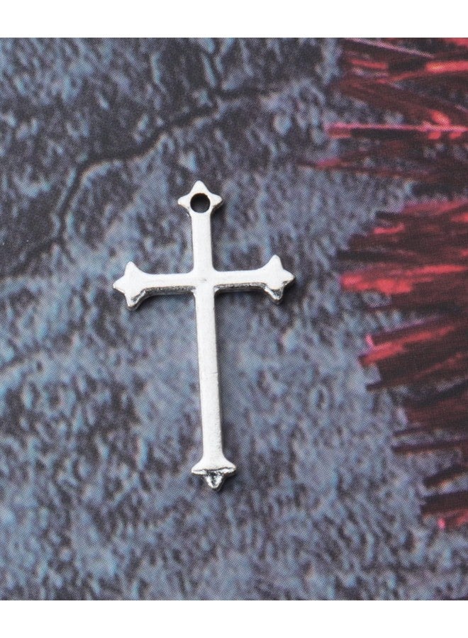 Ruwado 50 Pcs Cross Charms for Jewelry Making Alloy Metal 23 x 14 MM Christ Jesus Small Beads Pendants for DIY Jewelry Making Finding Necklace Bracelet Earring Kit Supplies (Silver) - Image 4